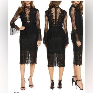 Bardot Black Lace Long Sleeve Dress